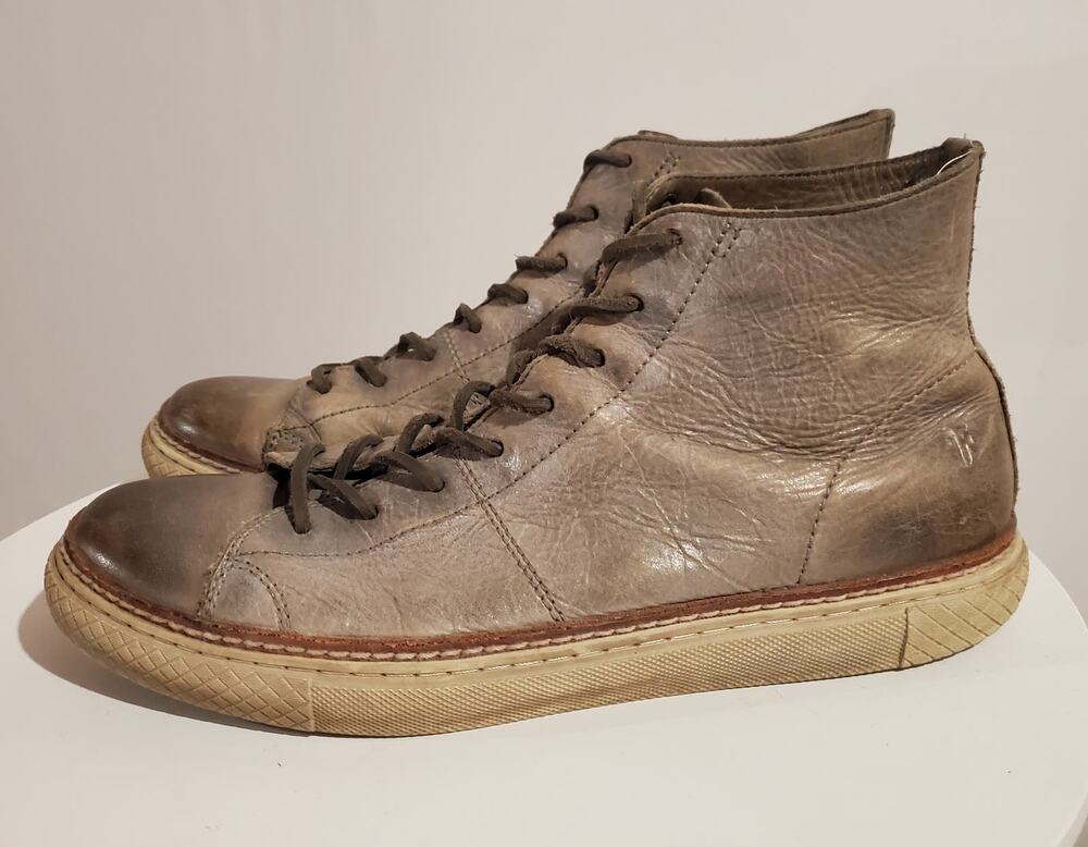 Frye Essex Antique Distressed Waxed Leather High Top Lace Up Sneakers Size 9.5